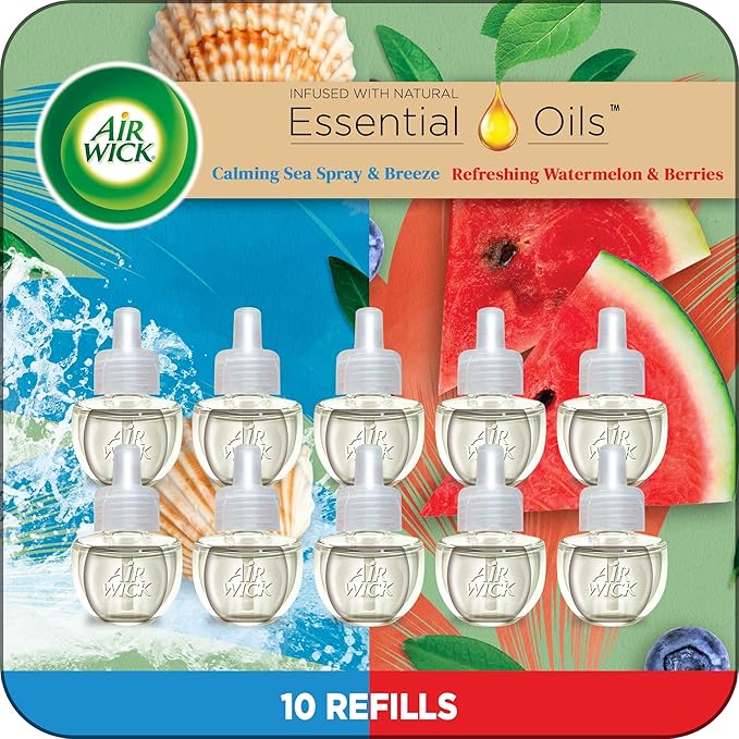 Air Wick Plug in Scented Oil Refill, Calming Sea Spray Breeze & Fresh Watermelon by AirWick