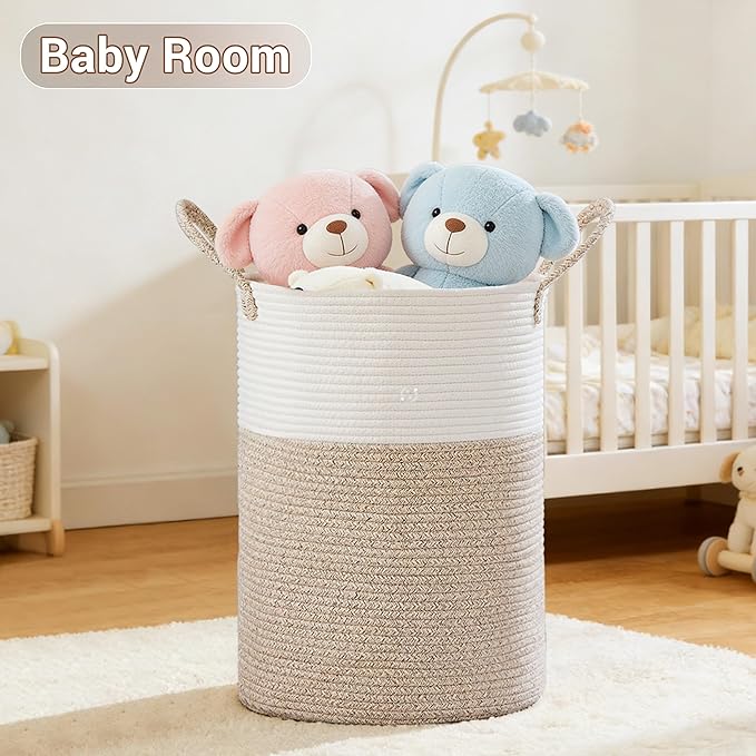 Tall Laundry Basket with Handles, 100L Portable Dirty Clothes Hamper, Boho - Image 4