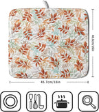Fall Dish Drying Mat for Kitchen Counter 16x18 Burnt Orange Leaves Autumn - Image 2