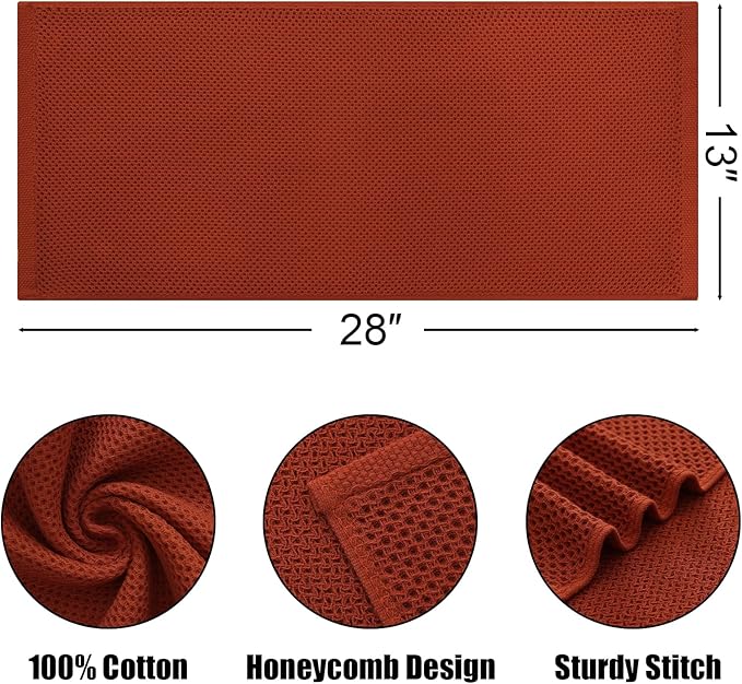 Kitinjoy 100% Cotton Waffle Weave Kitchen Hand Towels - Image 2