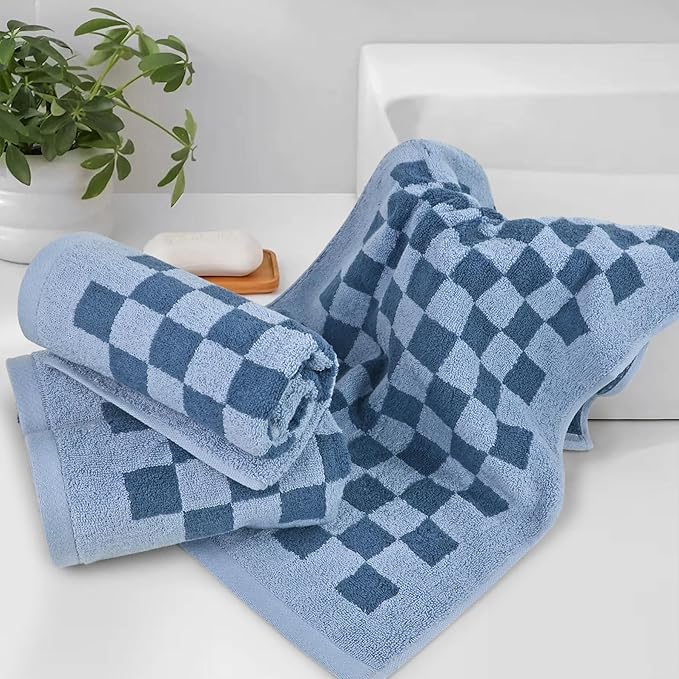 Jacquotha Bathroom Hand Towels Set of 4, Checkered Towels - Image 2