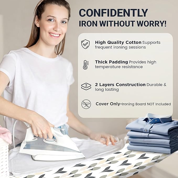 Ironing Board Cover and Pad 15"x54" Extra Thick Natural Cotton, Scorch and - Image 5