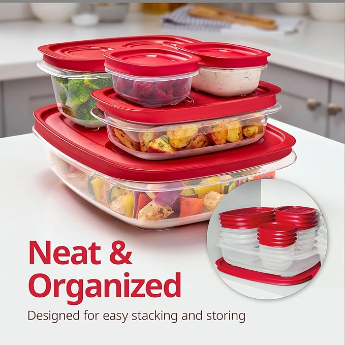 Rubbermaid EasyStore Rectangle and Square Containers, 22-Piece Set, Food - Image 2