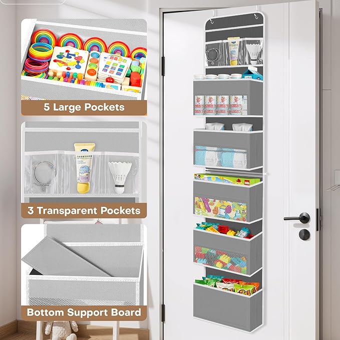 SpaceWhisper Over the Door Organizer, 6 Large Pocket Hanging Storage Organizer - Image 4