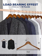 Smartor Wooden Hangers 10 Pack, Solid Wood Coat Hanger - Image 4