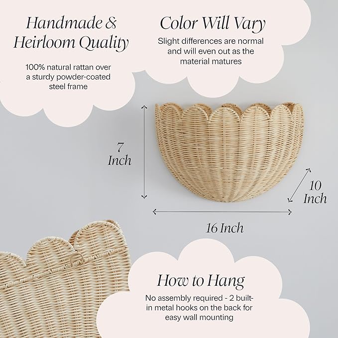 BEBE BASK Scalloped Wicker Wall Basket - Image 5