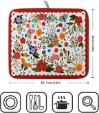 Flowers Printed Dish Drying Mat Floral Coffee Mat - Image 2