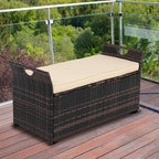 VINGLI 40 Gallon Outdoor Rattan Deck Box w/Cushion, Patio Wicker Storage Box, Garden Deck Storage Bin for Garden, Balcony, Porch, Pool, Yard, Brown - Image 2