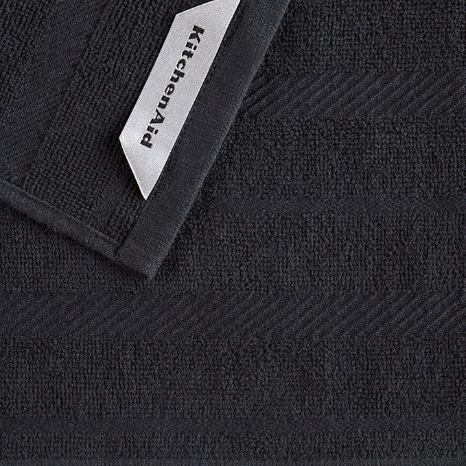 KitchenAid Albany Dishcloth 8 Pack Set, Matte Black/White - Image 3