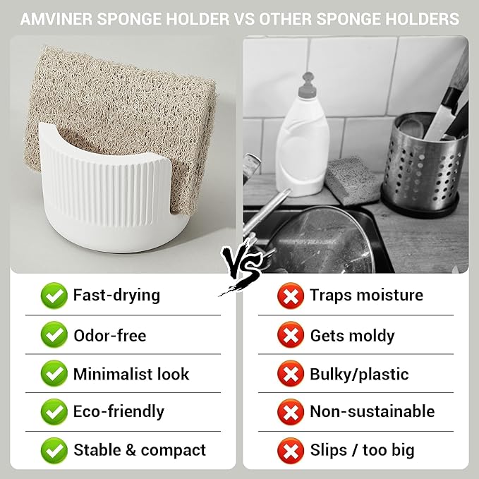 Diatomite Sponge Holder for Kitchen Sink Counter- Quick Drying, Fast Water - Image 4