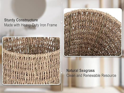 StorageWorks Wicker Waste Basket, Small Trash Can - Image 4