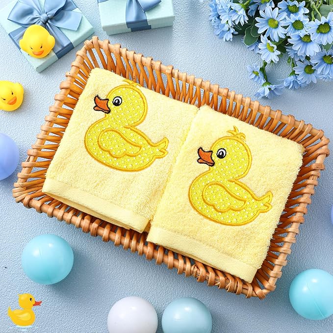 2 Pcs Rubber Ducky Hand Towels Yellow Bathroom Decor 14x29 Inch Embroidered - Image 7