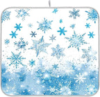 Winter Snowflake Blue Dish Drying Mat by Wamika