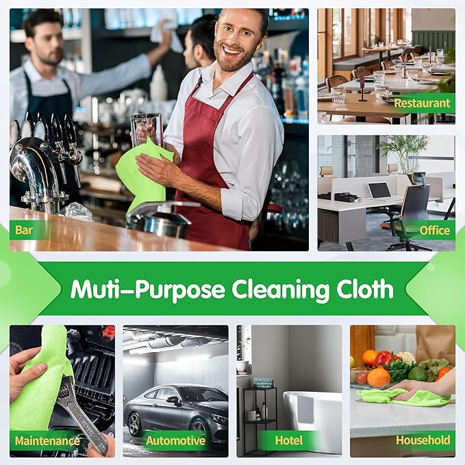 FIXSMITH Sage Green Microfiber Cleaning Cloth -Pack of 8, Highly Absorbent - Image 7
