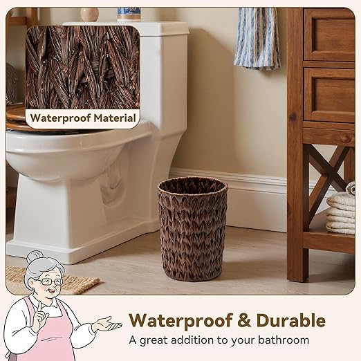 GRANNY SAYS Small Wicker Trash Can, 2 Gallon Bathroom Waste Basket, Small - Image 2