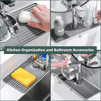 Faucet Mat for Kitchen Sink, Silicone Faucet Handle Drip Catcher Tray, Drying - Image 4