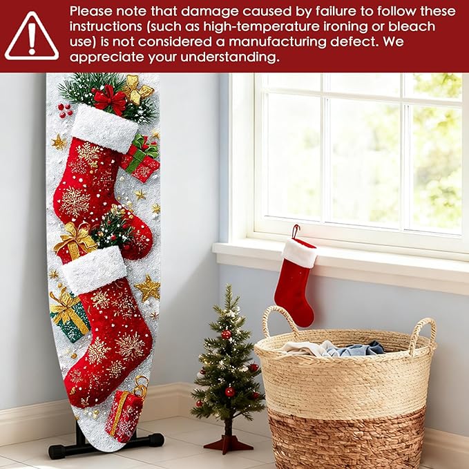 Nuxovilar Ironing Board Cover Winter Stockings Pattern Polyester 15x54 Inches - Image 6