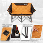 EMERIT Oversized Double Duo Camping Chair Folding Camping Loveseat 2 Person Camping Couch Heavy Duty Lawn Chairs for Outside with Padded Seats & Armrests-Support 650LBS - Image 3