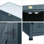 HABAU Outdoor Storage Cabinets Weatherproof for Patio, Garden Work Bench with Shelves & Metal Tabletop, Wooden Potting Table Workstation - Image 5