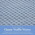 MosJos Kitchen Towels Set of 4 Dish Towels Blue n White Waffle Weave Cotton - Image 5