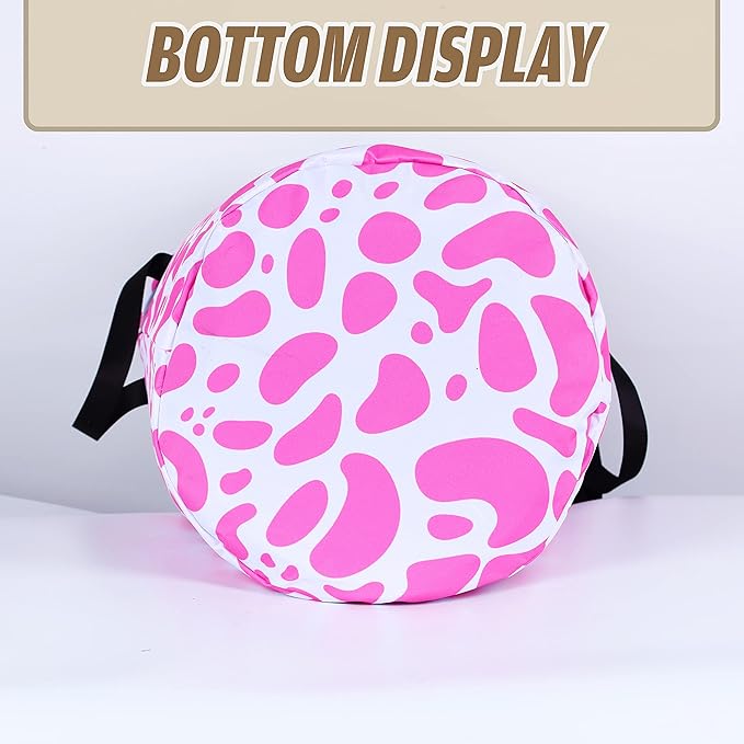 Pink Cow Print Laundry Basket Animal Foldable Oxford Cloth Funny Tote Bag - Image 2
