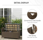 Outsunny 29 Gallon Patio Wicker Storage Bench, Outdoor PE Rattan Patio Furniture, 2-in-1 Large Capacity Rectangle Garden Storage Box with Handles and Cushion, Dark Blue - Image 7
