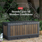 Keter Signature Collection 92 Gallon Resin Deck Box Organization and Storage Box for Patio Outdoor Cushions, Throw Pillows, Garden Tools and Pool Supplies, Walnut - Image 3