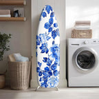 Classic Blue Floral Ironing Board Cover Stretch Fabric - Image 2