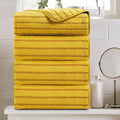 4 Pcs Yellow Cabana Stripe Large Bath Towels 35"x70" Oversized Bath Sheet Super by Oliven