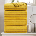 4 Pcs Yellow Cabana Stripe Large Bath Towels 35"x70" Oversized Bath Sheet Super by Oliven