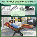 Suteck Oversized Zero Gravity Chair,33In XXL Lounge Chair w/Removable Cushion&Headrest, Reclining Camping Chair w/Upgraded Lock and Footrest, Reclining Patio Chairs Recliner for Indoor Outdoor,500LBS - Image 5