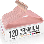 HOUSE DAY Pink Velvet Hangers 120 Pack, Premium Non-Slip Felt Clothes, Sturdy by HOUSEDAY