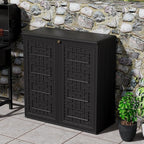 Outdoor Storage Cabinet Waterproof with Shelf,Resin Storage Sheds Outdoor Cabinets for tub Towels/Chemicals/Grill Items/Patio/Garden/Backyard, Size 34.3''L*15''W*36.2''H（Black） - Image 2