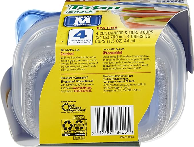 GladWare To Go Snack Food Storage Containers, Medium Rectangle Holds 24 Ounces - Image 3