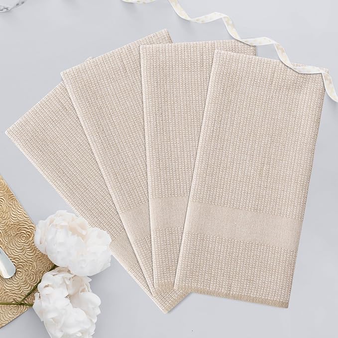 Homaxy Premium Kitchen Towels, Large Cotton Kitchen Hand Towels, Flat and Terry - Image 7