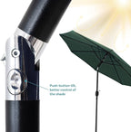 Sunnydaze Outdoor Patio Umbrella - Polyester Table Market Umbrella with Push-Button Tilt and Crank - 8 Sturdy Ribs - Green - 9ft - Image 3