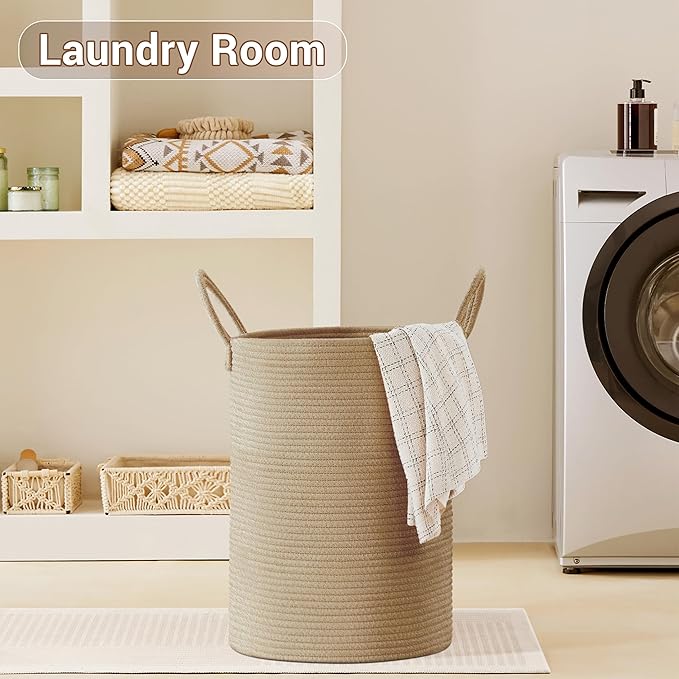 Tall Laundry Basket with Handles, 72L Portable Dirty Clothes Hamper, Boho - Image 6