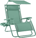 Best Choice Products Folding Zero Gravity Outdoor Recliner Patio Lounge Chair w/Adjustable Canopy Shade, Headrest, Side Accessory Tray, Textilene Mesh - Seafoam by BestChoiceProducts