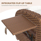 Grand patio Outdoor Recliner Air Pump 150° Lay Flat Reclining Chair with Independent Adjustable Back and Footrest Removable Olefin Cushion Flip-Up Table Wicker Creamy White 2PCS - Image 6