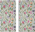 Spring Floral Hand Towels for Bathroom Set of 2 Pink Flowers Sage Green Leaves by Aytipun