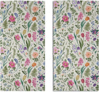 Spring Floral Hand Towels for Bathroom Set of 2 Pink Flowers Sage Green Leaves by Aytipun