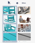 KINGYES HDPE Outdoor Rocking Chair Set of 4, All-Weather Poly Patio Rocking Chairs with 330lbs Support for Adults, Aruba Blue - Image 6