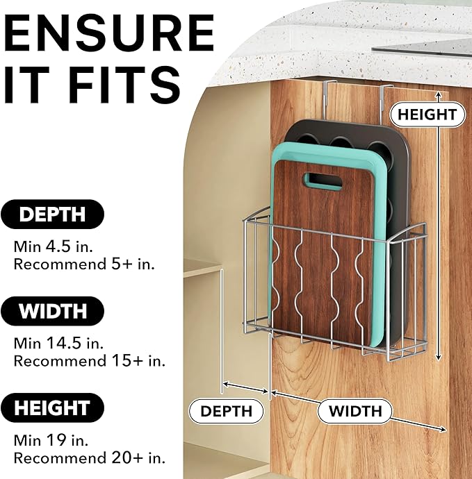 Simple Houseware Over the Cabinet Door Organizer Holder 2 Pack 13.5" Wx4.25 - Image 3