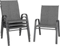 Patio Chairs Set of 4, Stackable Outdoor Dining Chairs for All Weather, Metal Modern Outside Furniture Chair for Pool Side, Garden, Backyard Deck, Dark Grey by furniture