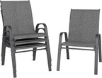 Patio Chairs Set of 4, Stackable Outdoor Dining Chairs for All Weather, Metal Modern Outside Furniture Chair for Pool Side, Garden, Backyard Deck, Dark Grey by furniture