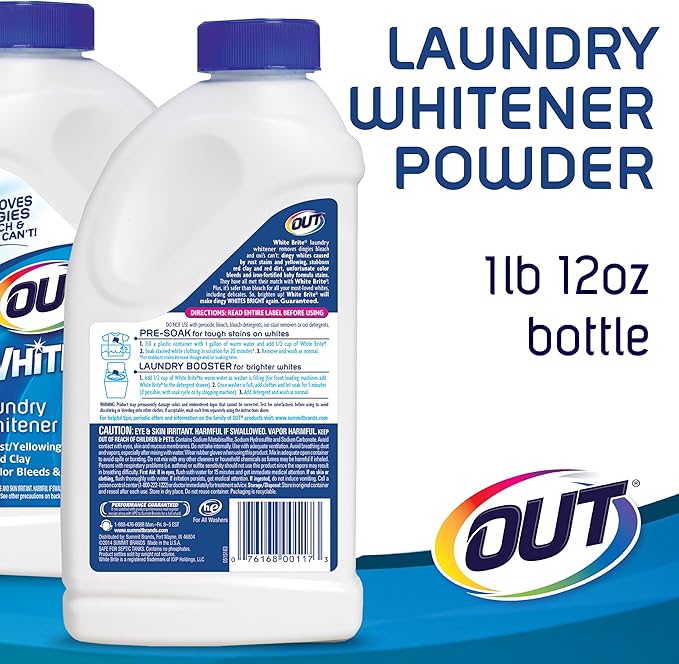 OUT White Brite Laundry Whitener Powder, Stain Remover Detergent Booster - Image 2