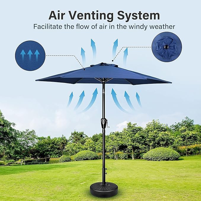 Simple Deluxe 9' Patio Umbrella Outdoor Table Market Yard Umbrella with Push Button Tilt/Crank - Image 6