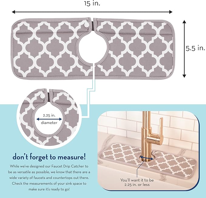 S&T INC. Microfiber Kitchen Faucet Sink Mat Drip and Splash Catcher - Image 4