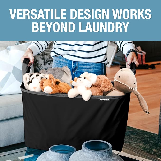 CleverMade Collapsible Laundry Basket 2 Pack – 60L Foldable Clothes Hamper - Image 5