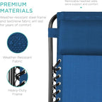 Best Choice Products Set of 2 Adjustable Steel Mesh Zero Gravity Lounge Chair Recliners w/Pillows and Cup Holder Trays - Marine Blue/Black - Image 6